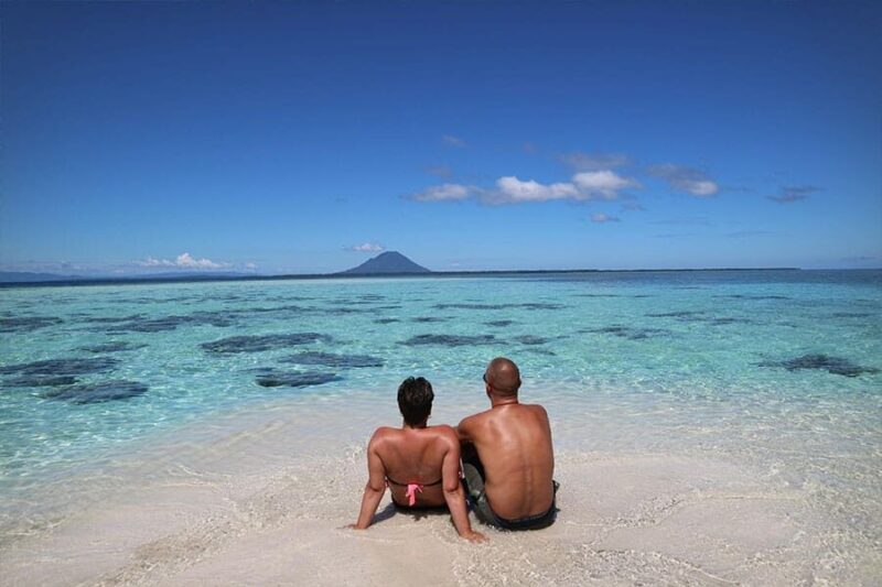 Sulawesi island coastline aerial