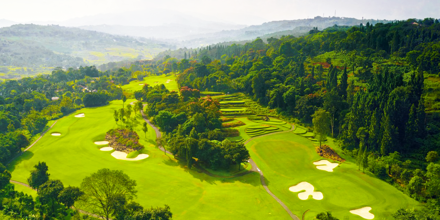 Scenic mountain golf course at Gunung Geulis near Bogor Indonesia